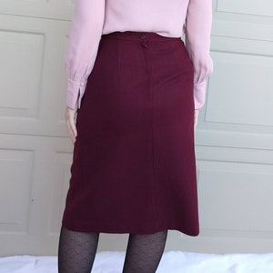 deadstock BURGUNDY WOOL SKIRT high waist A-line S B6 image 6