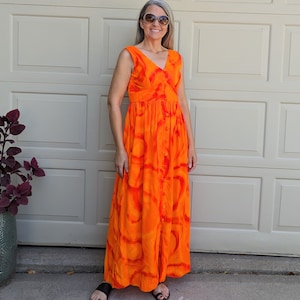vintage 1970&#39;s HAWAIIAN MAXI DRESS 70&#39;s S (H9)