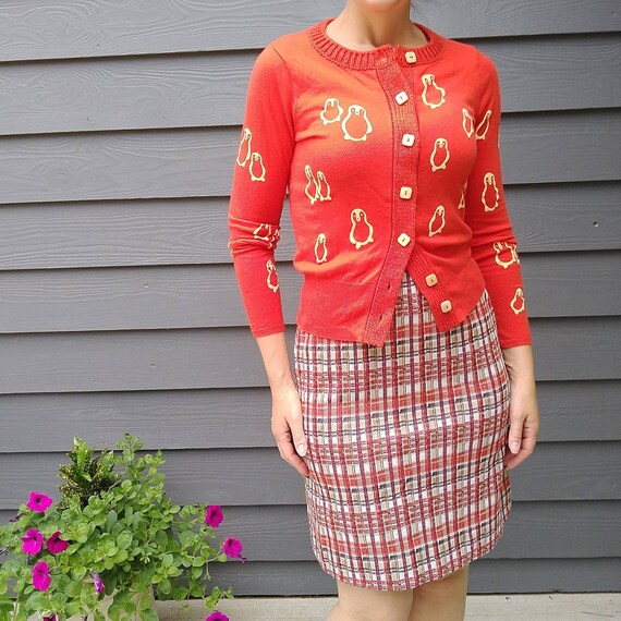 vintage MOD PLAID SKIRT high waist jon peters pull-on xs S (K6)