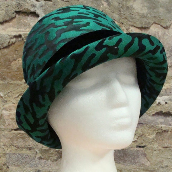 green black VINTAGE JACQUARD HAT 1950's 1960's - image 3