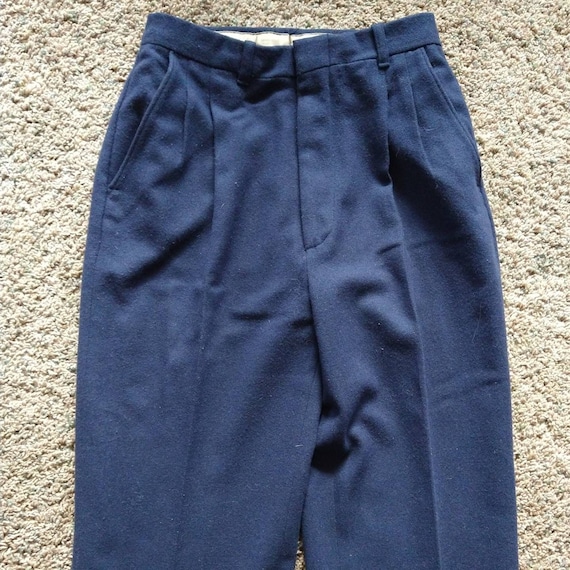 NAVY BLUE WOOL high waisted trousers S xs - image 2