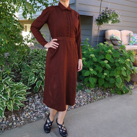 belted brown dress Belted Lace Midi Dress