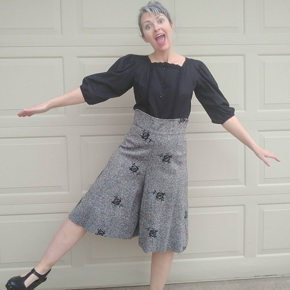 TWEED CULOTTES and VEST set gauchos S M (J3)