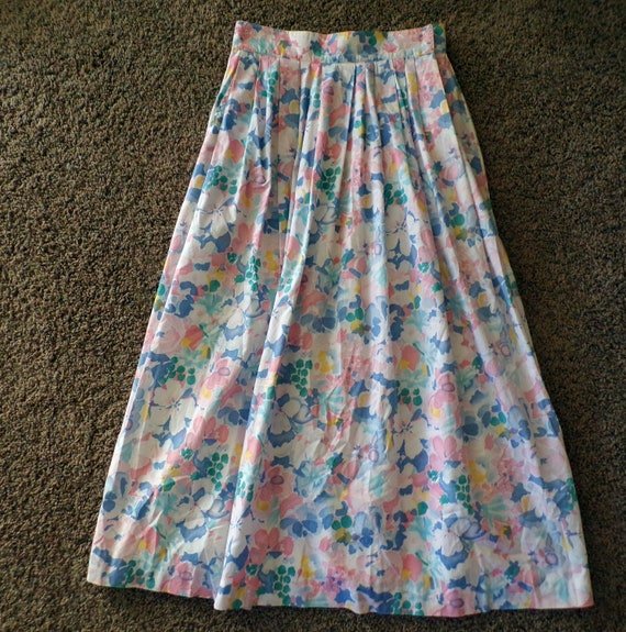 PASTEL FLORAL SKIRT jos a bank 1980's 80's S (B8) - image 7