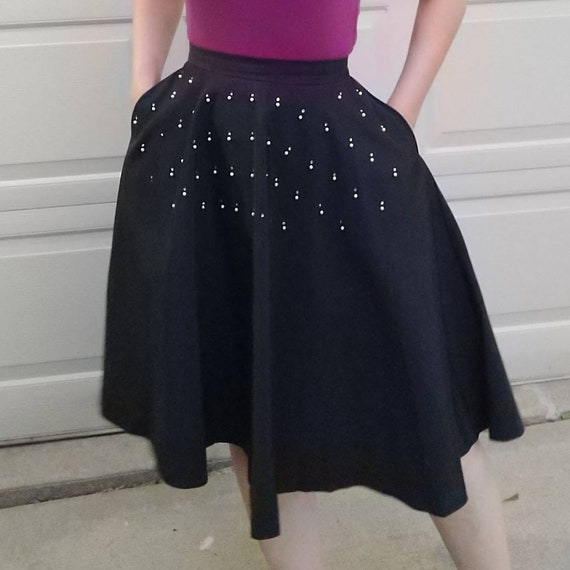 jerry gilden spectator FULL BLACK SKIRT with pearl