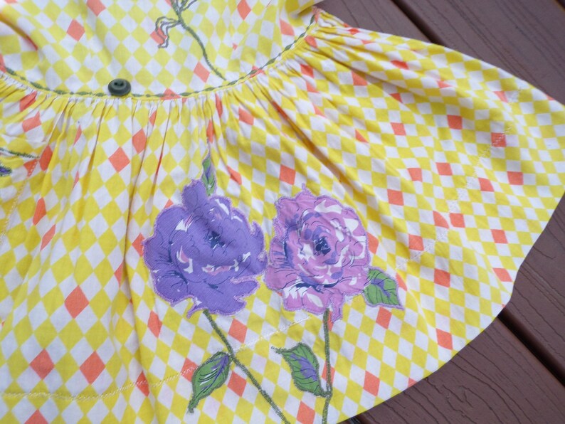 VINTAGE BABY DRESS novelty print appliqu\u00e9 50/'s 2T 2 T
