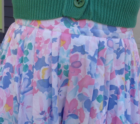 PASTEL FLORAL SKIRT jos a bank 1980's 80's S (B8) - image 3
