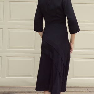 40's BLACK FAILLE 1940's DRESS S D7 image 8