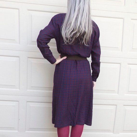 1980s 1990s PLAID SHIRT DRESS S M (N1) - image 9