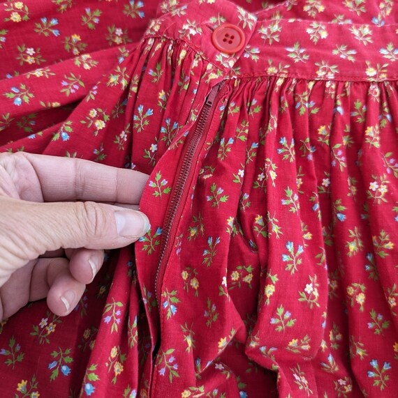 1950's COTTON FULL SKIRT 50's floral peck & peck S - image 8