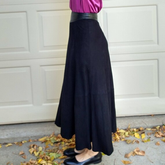 buttery soft SUEDE LEATHER SKIRT long maxi S (F5) - image 6