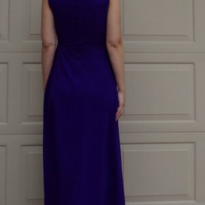 1970's PURPLE MAXI DRESS with jewel accents sleeveless gown S D1 image 6