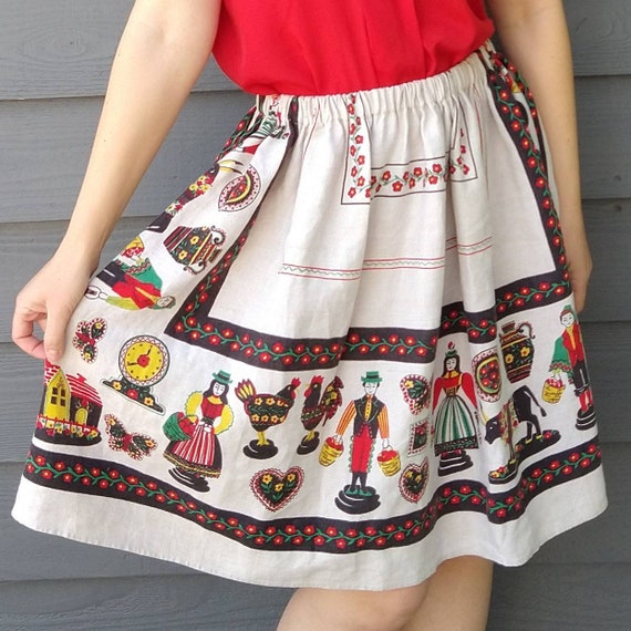 【1940s】Vintage French Linen Skirt フランス製 UPCYCLED LINEN SKIRT Made From 1940's Tablecloth M L Xl (B8) - Etsy