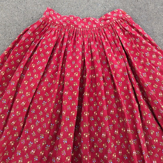 1950's COTTON FULL SKIRT 50's floral peck & peck S - image 7