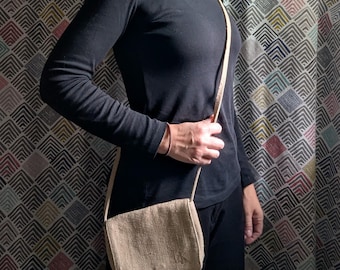 1990's CK CALVIN KLEIN linen crossbody mini bag purse (P1)