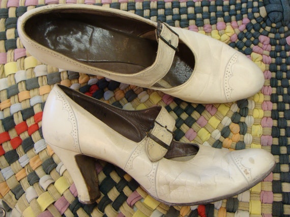 1937 WEDDING SHOES HEELS 1930s 30s 6.5 7 (G8)