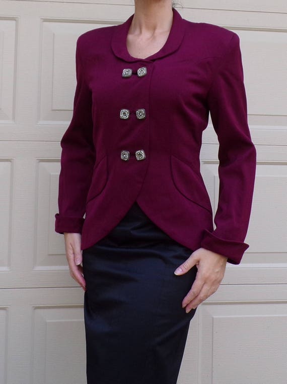 vintage LILLI ANN JACKET berry burgundy 1940's 40'