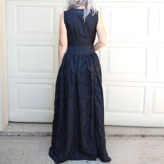 1950's BLACK TAFFETA GOWN 50's maxi dress M (N6) - image 7