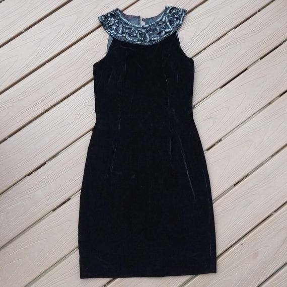JESSICA McCLINTOCK little black velvet DRESS 1980… - image 6