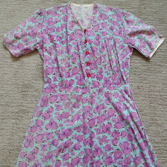 1930's FLORAL FEEDSACK DRESS 30's midi M (K9) - image 7