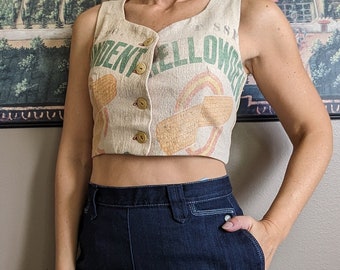 ooak CROPPED TOP made from an antique FEEDSACK S (O4)