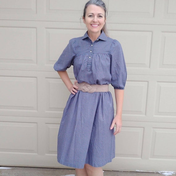1970's PETER PAN COLLAR swing dress 70's S