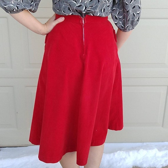 RED CORDUROY SKIRT 1950s 50s by petti xs (D2) - image 8