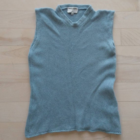 GIORGIO ARMANI sleeveless CASHMERE sweater top M … - image 6