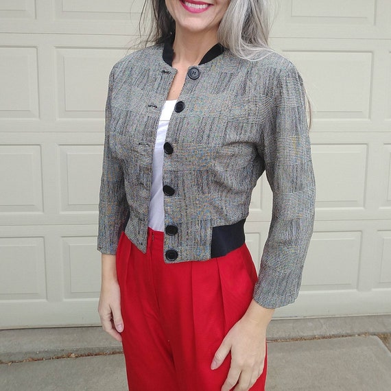 1980's GLEN PLAID JACKET 80's willi smith S (H3)