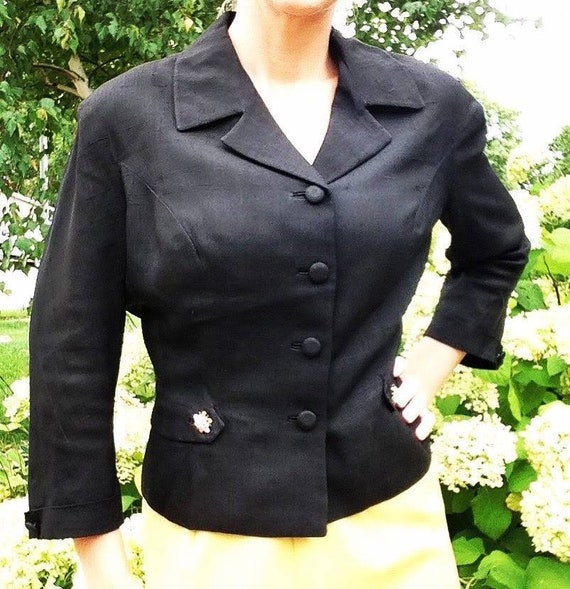 black NIPPED WAIST 1950's JACKET 50's handmacher M