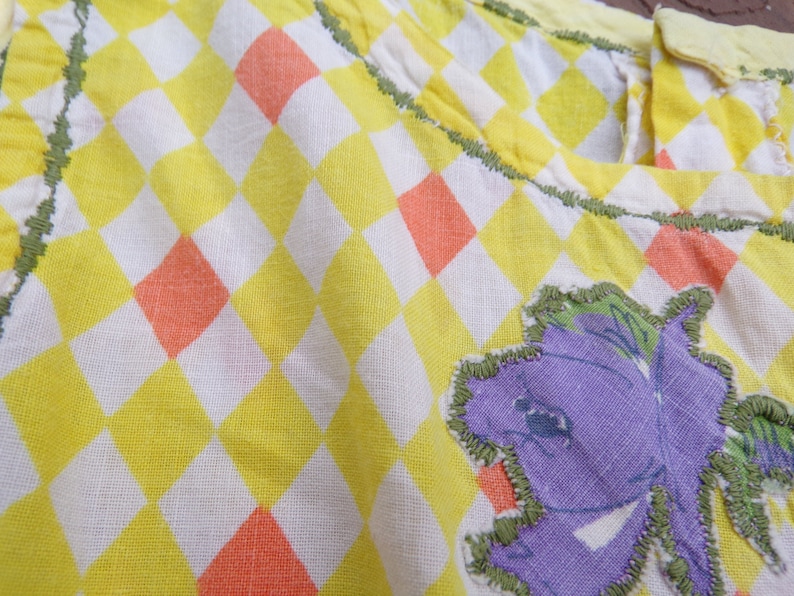 VINTAGE BABY DRESS novelty print appliqu\u00e9 50/'s 2T 2 T
