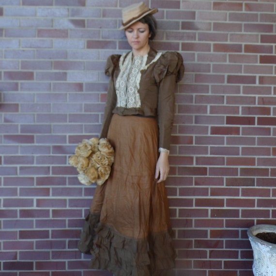 1800's STEAMPUNK SKIRT and JACKET cinnamon cotton
