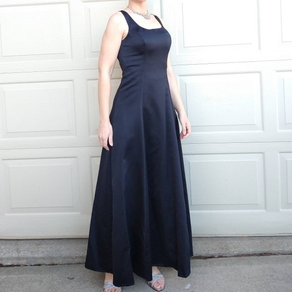 ZUM ZUM black satin GOWN long dress 1990's 90's S… - image 2