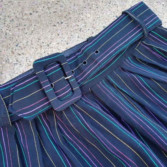 1980's HIGH WAISTED PANTS striped rayon with belt… - image 8
