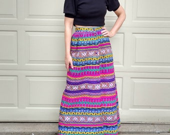 ALEX COLMAN quilted maxi SKIRT psychedelic S M (A10)