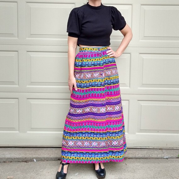 ALEX COLMAN quilted maxi SKIRT psychedelic S M (A… - image 1