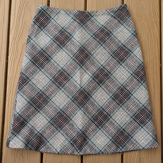 1990's Y2K PLAID KNEE SKIRT xs (G6)