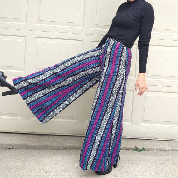 FUNKY WOVEN Wide Leg PANTS High Waisted S A11 - Etsy Singapore
