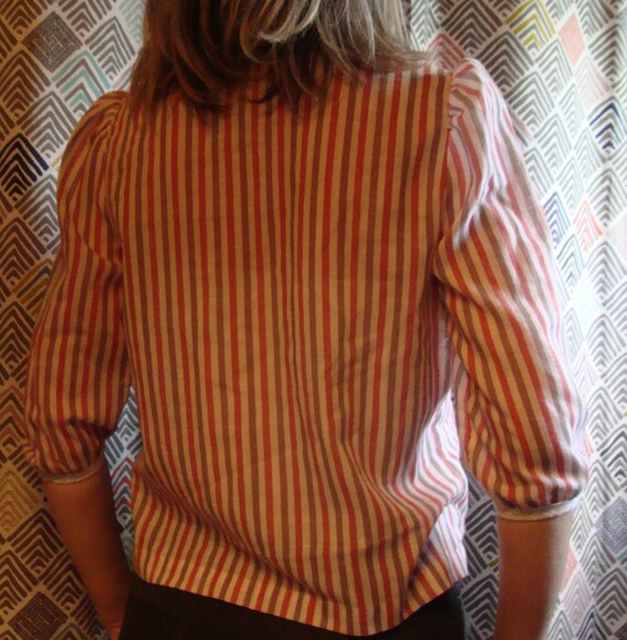 main street 1980's STRIPED VINTAGE BLOUSE pink wh… - image 9