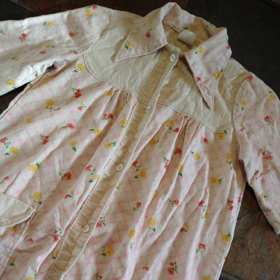 1970's does 1930's COTTON SMOCK BLOUSE S - image 9