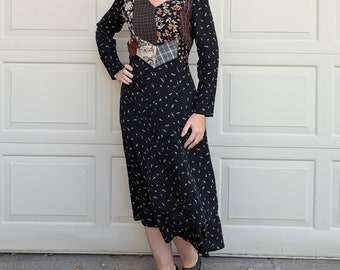 1990's CAROLE LITTLE patchwork maxi DRESS 90's M (N7)