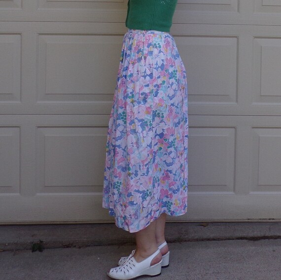 PASTEL FLORAL SKIRT jos a bank 1980's 80's S (B8) - image 4