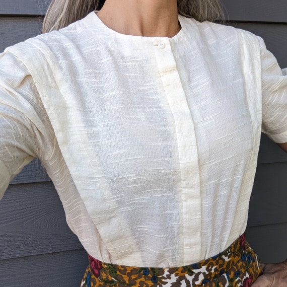 PIERRE CARDIN ivory 1980's BLOUSE S - image 2