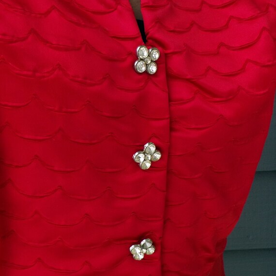 RED SATIN 40's 50's DRESS stunning S M (B5) - image 7