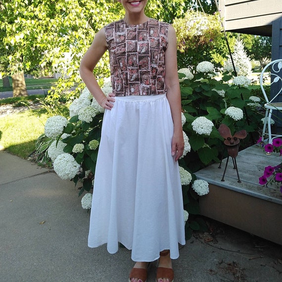 SIMPLE COTTON maxi SKIRT flour sack S M (K6)