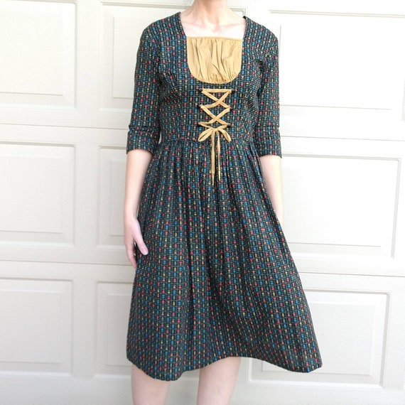 CAROL BRENT dirndl style DRESS 1950's 1960's S M … - image 4
