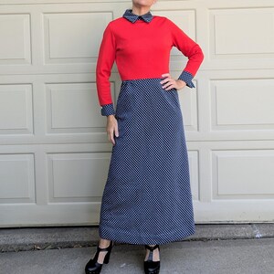 1970&#39;s 70&#39;s MOD MAXI DRESS bleeker street M (H12)