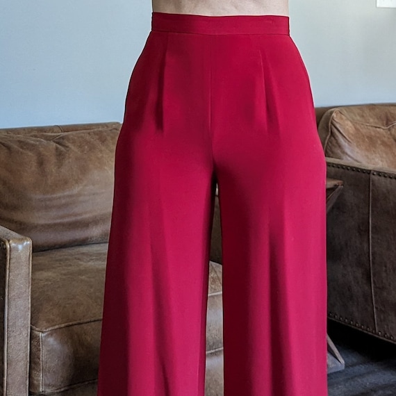 HIGH WAIST wide leg PANTS red S - image 2