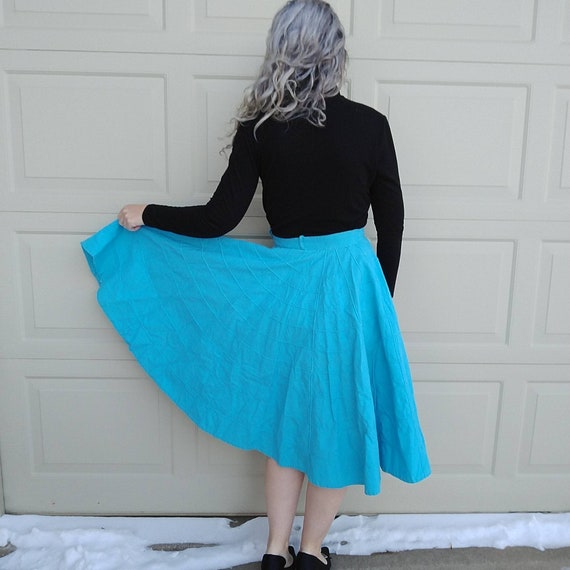 AQUA CIRCLE SKIRT 1950s 50s cotton xs xxs (K10) - image 5