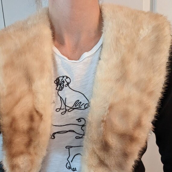 BLACK CASHMERE CARDIGAN sweater with fur collar S… - image 4